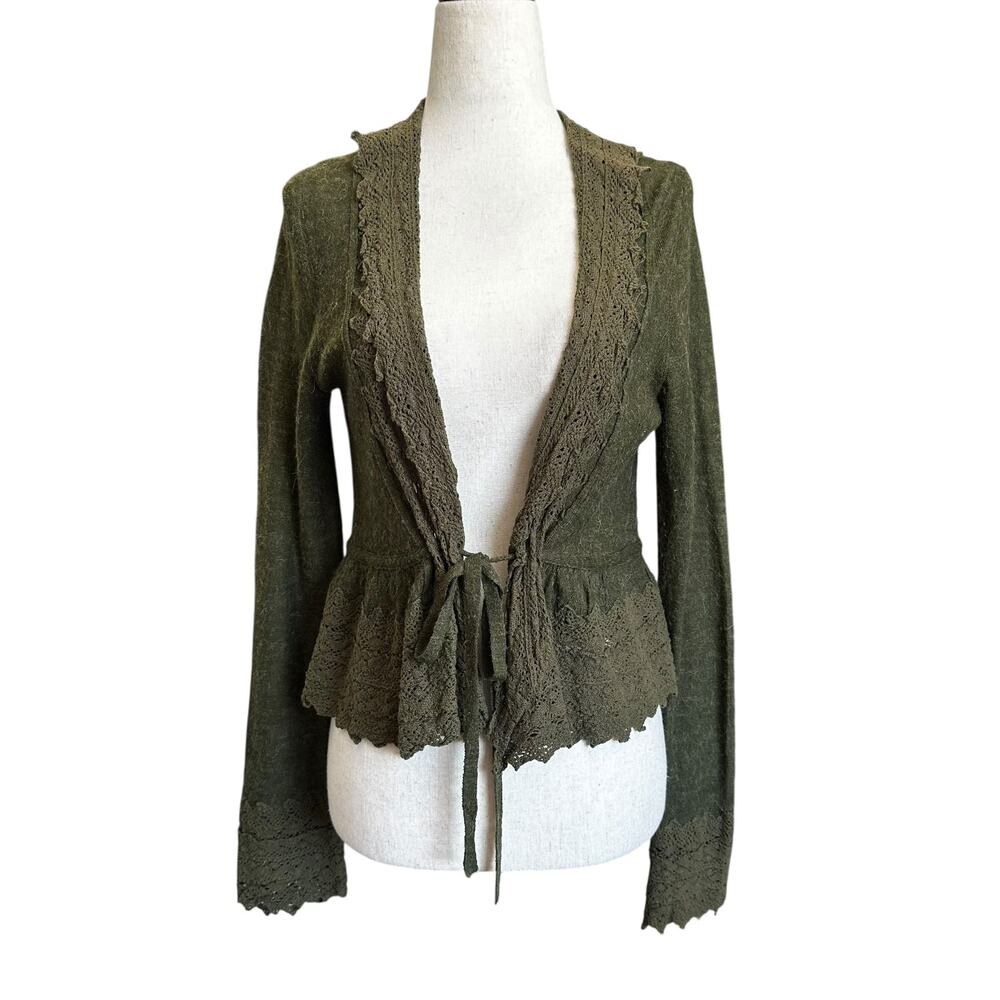 Guinevere Green Wool Blend Sweater Women's Size Medium | 70-55